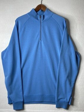 FootJoy Quarter Zip Pullover Mens Large Blue Long Sleeve Sweater Golf Athletic